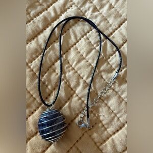 Wire Wrapped natural sodalite pendant